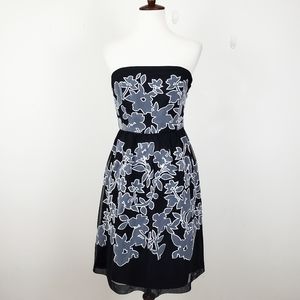 WHBM Floral Mesh Strapless Dress